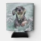 犬が泳ぐパドルかわいい犬 缶クーラー (正面)