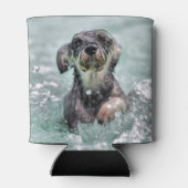 犬が泳ぐパドルかわいい犬 缶クーラー (裏面)