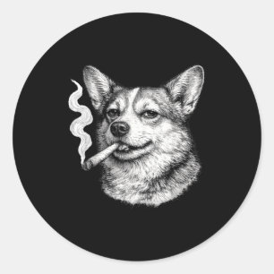 犬が煙草を吸ってる面白いコーギー meme 親父のダ ラウンドシール