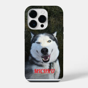 "犬が片目をつぶるMICHKU" iPhone 14 PROケース