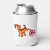 犬が犬をピューするウンチ標識 缶クーラー (缶正面)