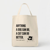 犬が猫の顔とおもしろい引用文できるもの トートバッグ (正面)
