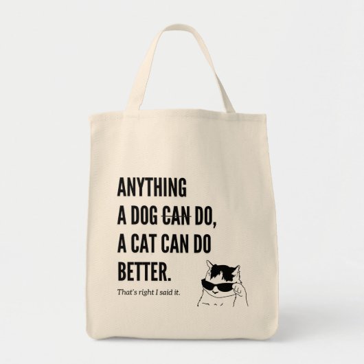 犬が猫の顔とおもしろい引用文できるもの トートバッグ (正面)