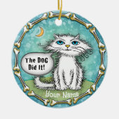 犬が猫を擦り切った セラミックオーナメント (正面)