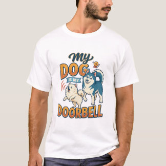 犬が玄関チャイムで吠える ホワイト ブルー1 Tシャツ