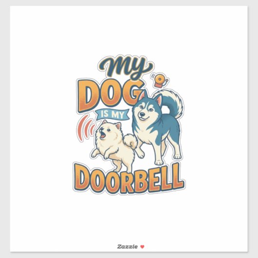 犬が玄関チャイムで吠える ホワイト ブルー_1 シール (シート)