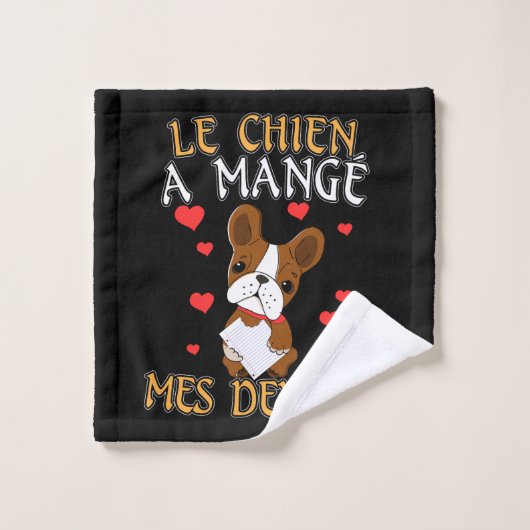 犬が私の宿題を食べちゃった - フランス語の名言 ウォッシュタオル (ウォッシュタオル)
