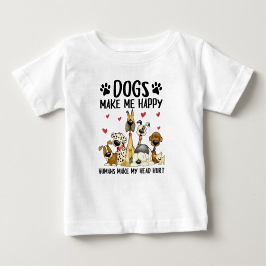 犬が私を幸せにする人間が可愛い犬 ベビーTシャツ (正面)