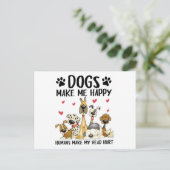 犬が私を幸せにする人間が私の頭を痛める ポストカード (スタンド正面)