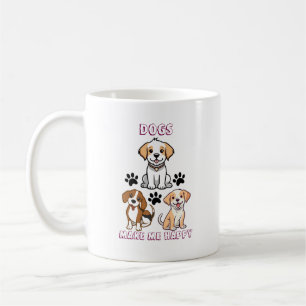 犬が私を幸せにする – かわいい犬の恋人マグカップ コーヒーマグカップ