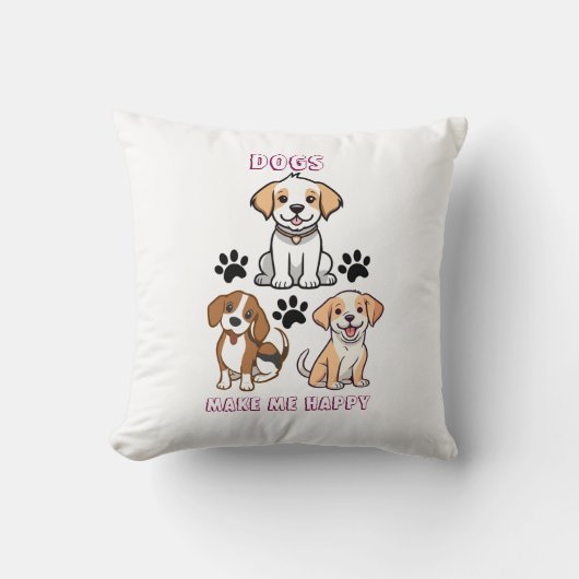 犬が私を幸せにする – 居心地の良い犬の恋人の枕 クッション (正面)