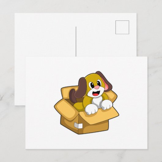 犬が箱の中にいる ポストカード (正面/裏面)