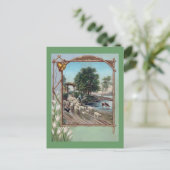 犬が羊の道を歩く ポストカード (スタンド正面)