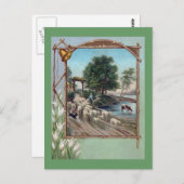 犬が羊の道を歩く ポストカード (正面/裏面)