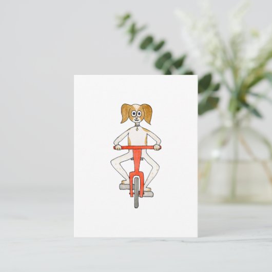 犬が自転車に乗って。 ポストカード (スタンド正面)