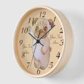 犬が茶色のパグ犬を振るかわいいスケッチ 壁時計 (傾斜)