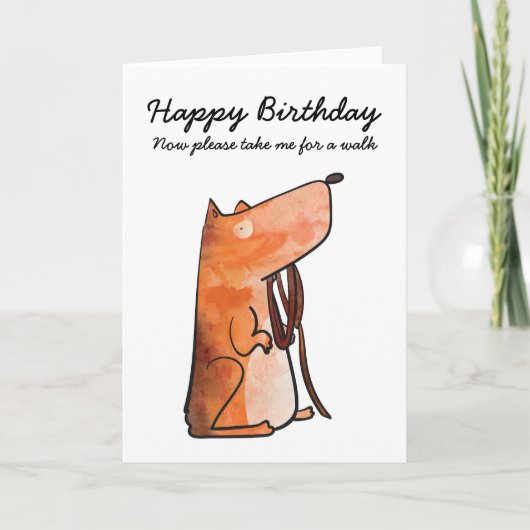 犬が誕生日カードを散歩したい カード (正面)