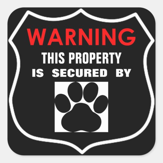 犬が警備中ステック スクエアシール (正面)