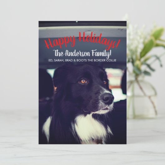 犬が車の家族の休日に乗馬 シーズンカード (スタンド正面)