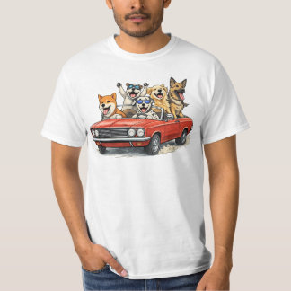 犬が車を運転する面白Tシャツ Tシャツ