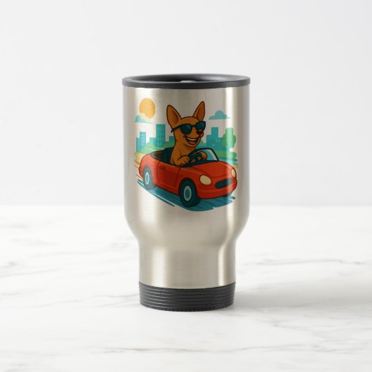 犬が運転する赤い車のキャラクター タベルマグ トラベルマグ (中央)