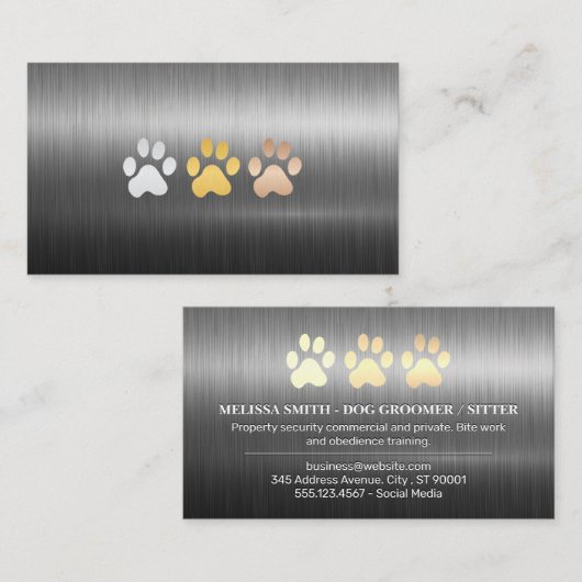 犬が金属ブラシで手を付ける 名刺 (正面/裏面)
