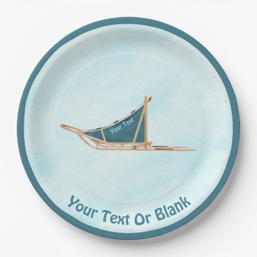 犬が雪の上で群がった ペーパープレート (正面)