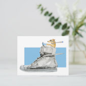 犬が靴を動かす2はがき ポストカード (スタンド正面)