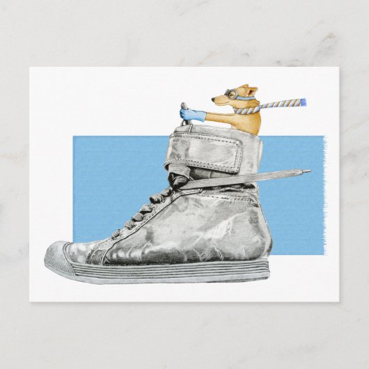 犬が靴を動かす2はがき ポストカード (正面)