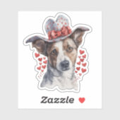 犬が頭に帽子をかぶったバレンタインシール シール (シート)