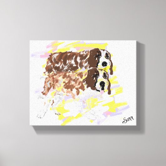 犬が風の中にいる キャンバスプリント (正面)