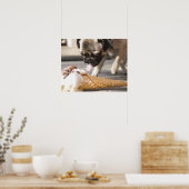 犬が食べ歩道からアイスクリームを食べる ポスター (キッチン)