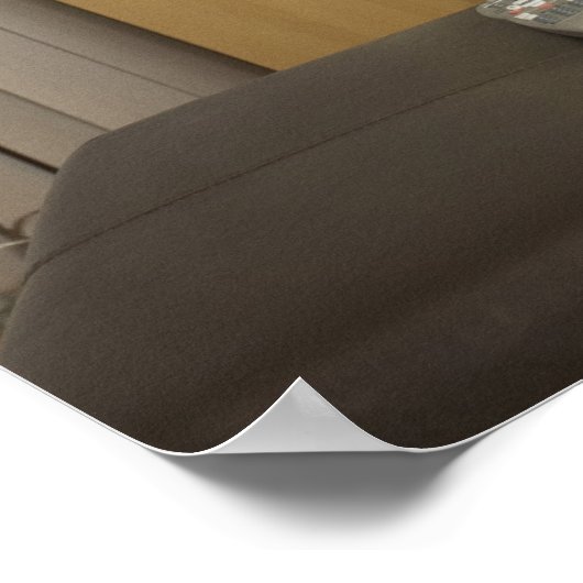 犬が食べ物と一緒にテレビで犬の料理を見る ポスター (角)