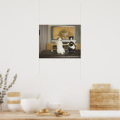 犬が食べ物と一緒にテレビで犬の料理を見る ポスター (キッチン)