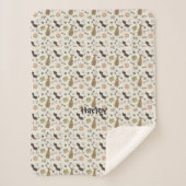 犬が骨と足を扱う シェルパブランケット (正面)