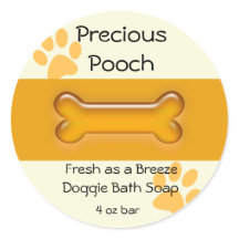 犬せっけんラベル – オレンジ色の円