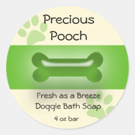 犬せっけんラベル – 緑の円 ラウンドシール