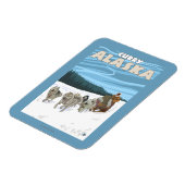 犬ぞりシーン – カレー，アラスカ マグネット (左側)