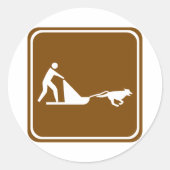 犬ぞりハイウェイ標識 ラウンドシール (正面)