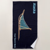 犬ぞり – アラスカ ビーチタオル (正面)