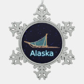 犬ぞり スノーフレークピューターオーナメント (正面)