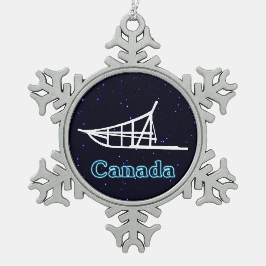 犬ぞり スノーフレークピューターオーナメント (正面)