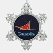 犬ぞり スノーフレークピューターオーナメント (正面)