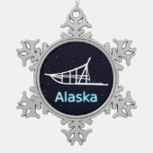 犬ぞり スノーフレークピューターオーナメント (正面)