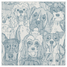 犬たっぷりのブルーストーン ファブリック