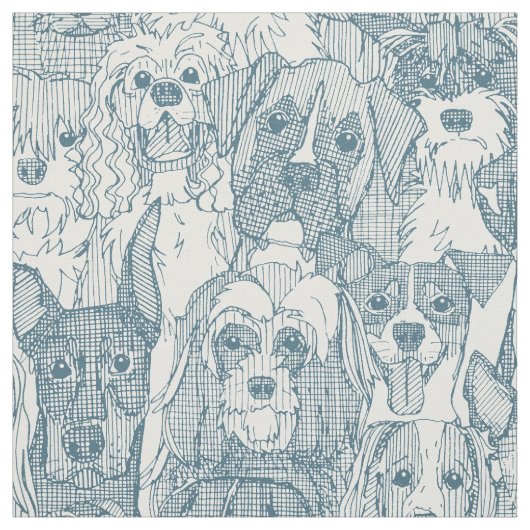 犬たっぷりのブルーストーン ファブリック (見本)