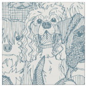 犬たっぷりのブルーストーン ファブリック (クローズアップ)