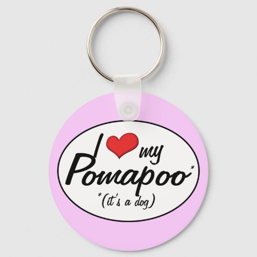 犬だ!私は自分のポマポが大好き キーホルダー (正面)