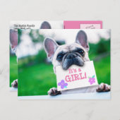 犬とのベビーガールのカスタム発表 案内ポストカード (正面/裏面)