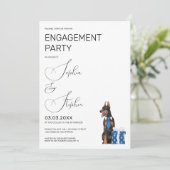 犬とのミニマリズムイラストレーション婚約 招待状 (スタンド正面)